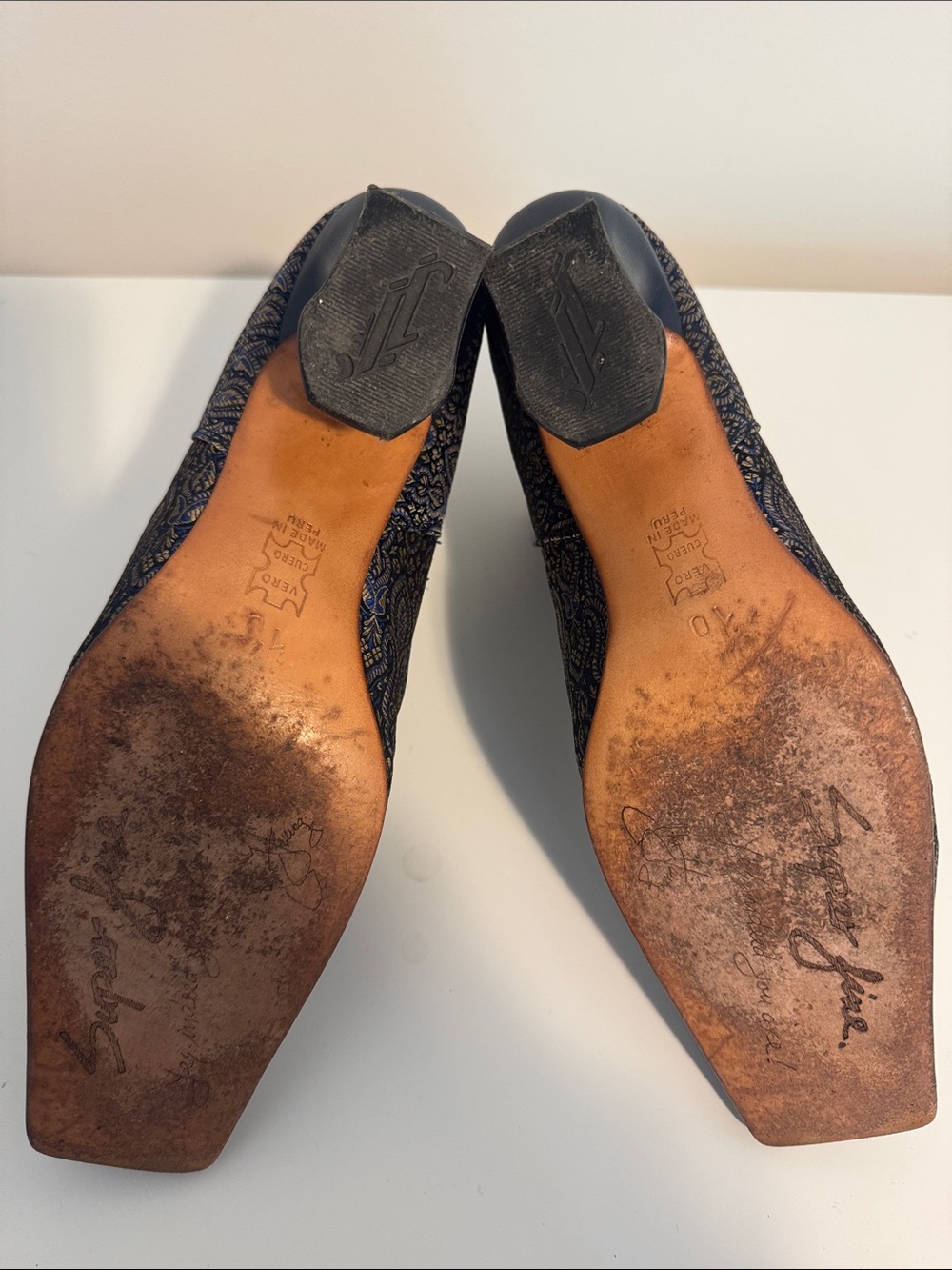 John Fluevog Baroness Blue Paisley Chelsea Boots - Picture 7 of 10